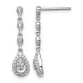 Sterling Silver Rhodium & Diam. Teardrop Post Dangle Earrings