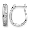 Sterling Silver Rhodium Diam. Oval Hinged Hoop Earrings