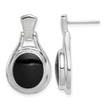 Sterling Silver Rhodium-plated Polished Oval Onyx Post Dangle Earrings