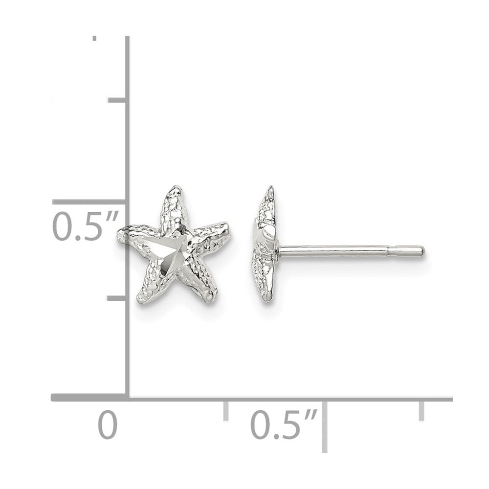 Sterling Silver Starfish Mini Earrings with D/C Center