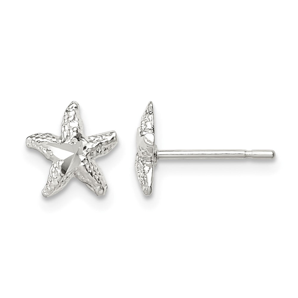 Sterling Silver Starfish Mini Earrings with D/C Center