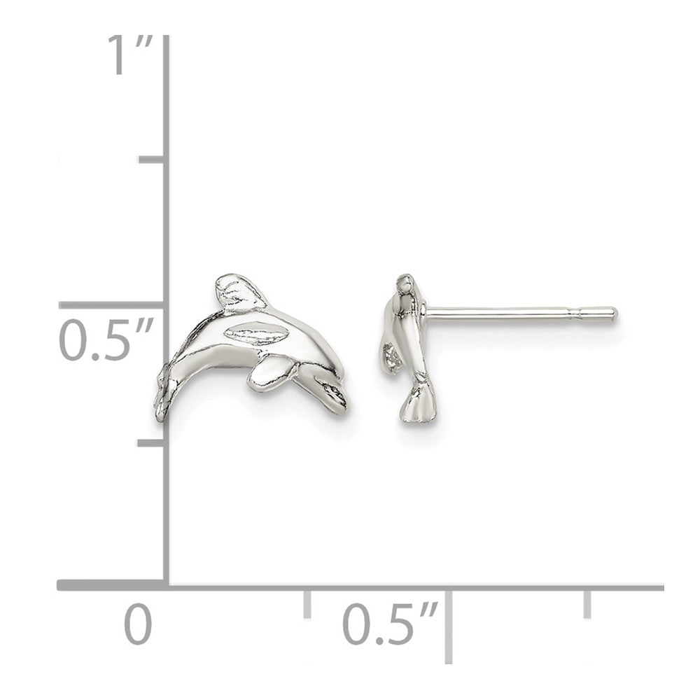 Sterling Silver Polished Dolphin Post Earrings