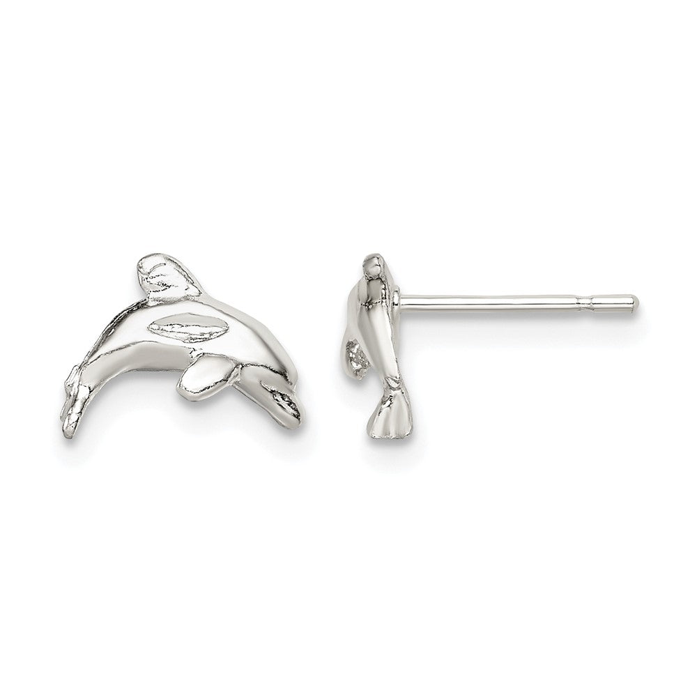 Sterling Silver Polished Dolphin Post Earrings