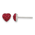 Sterling Silver Rhod-plated Red Preciosa Crystal Heart Post Stud Earrings