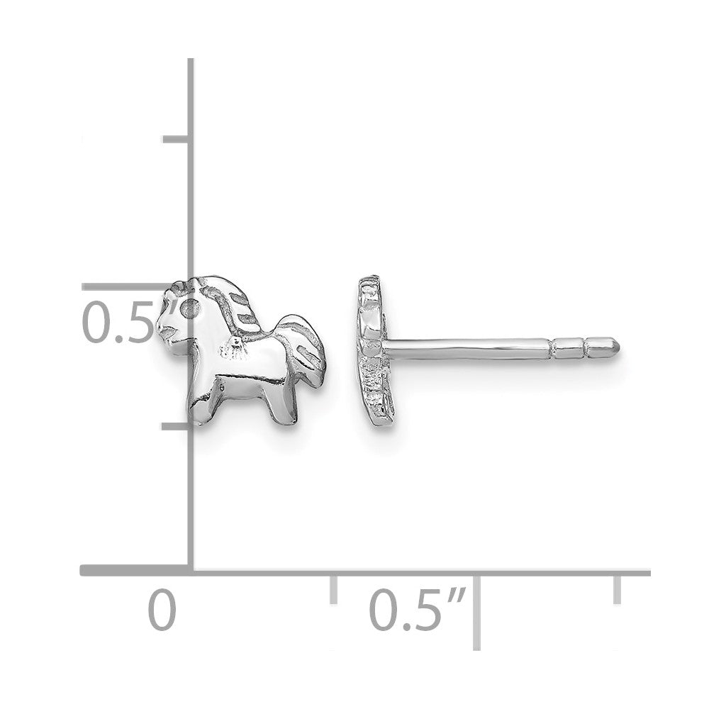 Sterling Silver Rhodium-plated Polished Pony Petite Post Earrings
