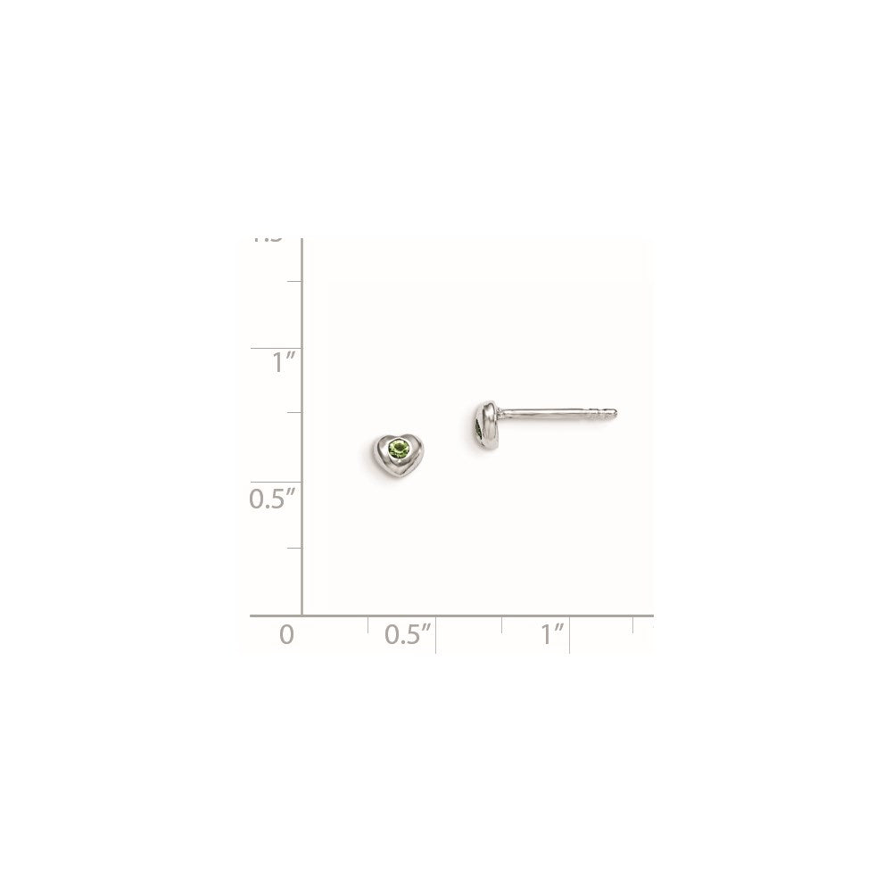 Sterling Silver Madi K RH-pltd Aug Lt Grn Preciosa Crystal Heart Earrings
