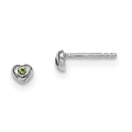 Sterling Silver Madi K RH-pltd Aug Lt Grn Preciosa Crystal Heart Earrings