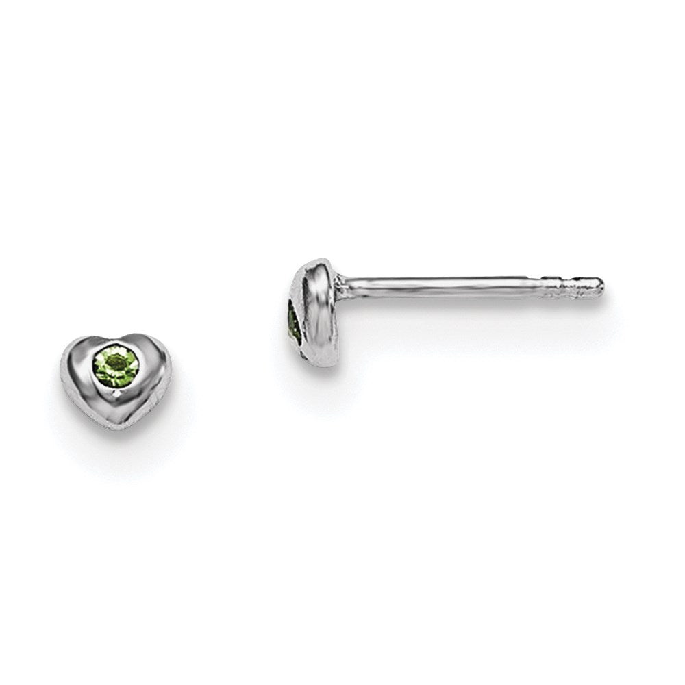 Sterling Silver Madi K RH-pltd Aug Lt Grn Preciosa Crystal Heart Earrings