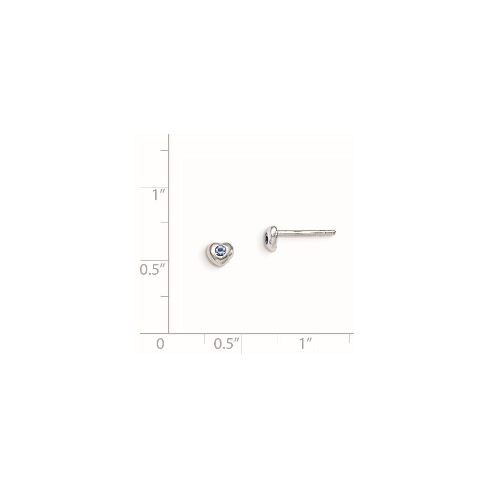Sterling Silver Madi K RH-pltd Dec Blue Preciosa Crystal Heart Earrings