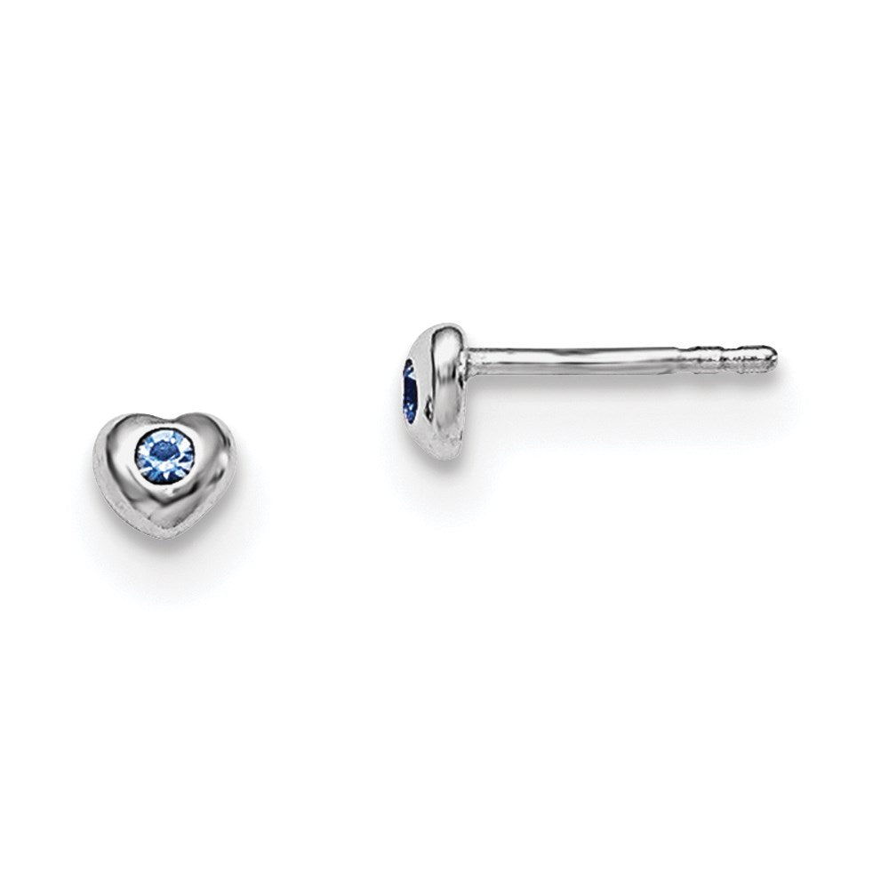 Sterling Silver Madi K RH-pltd Dec Blue Preciosa Crystal Heart Earrings