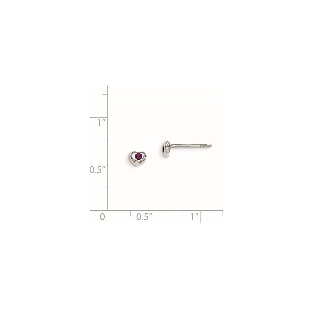 Sterling Silver Madi K RH-pltd Feb Purple Preciosa Crystal Heart Earrings