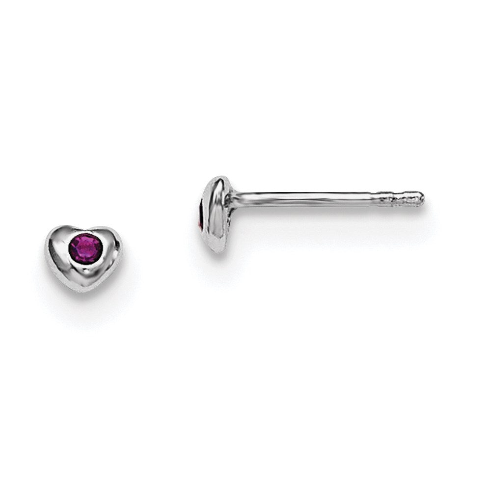 Sterling Silver Madi K RH-pltd Feb Purple Preciosa Crystal Heart Earrings