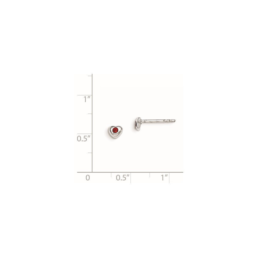 Sterling Silver Madi K RH-pltd Jan Red Preciosa Crystal Heart Earrings