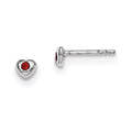 Sterling Silver Madi K RH-pltd Jan Red Preciosa Crystal Heart Earrings