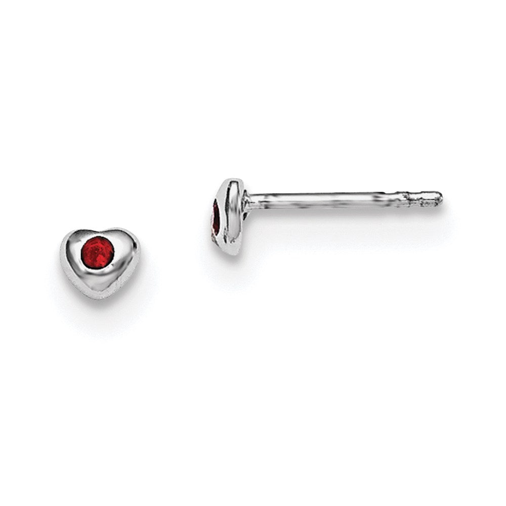 Sterling Silver Madi K RH-pltd Jan Red Preciosa Crystal Heart Earrings