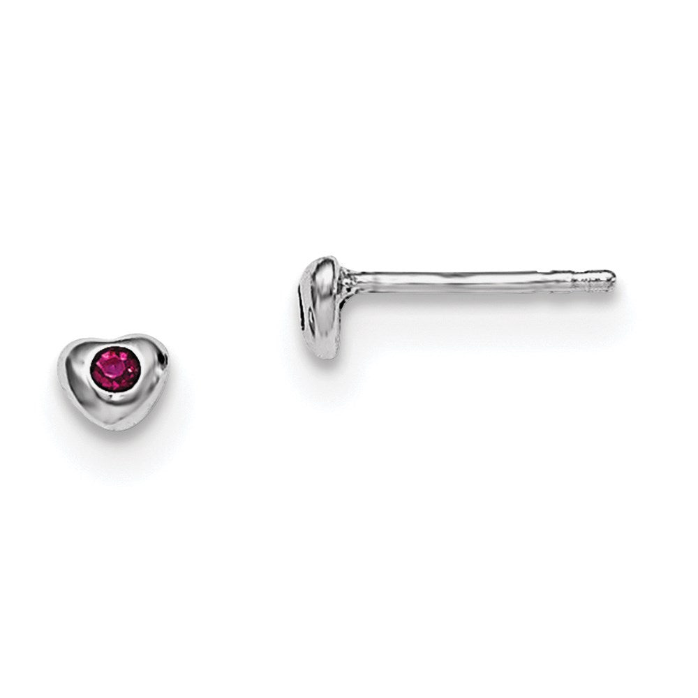 Sterling Silver Madi K RH-pltd July Red Preciosa Crystal Heart Earrings