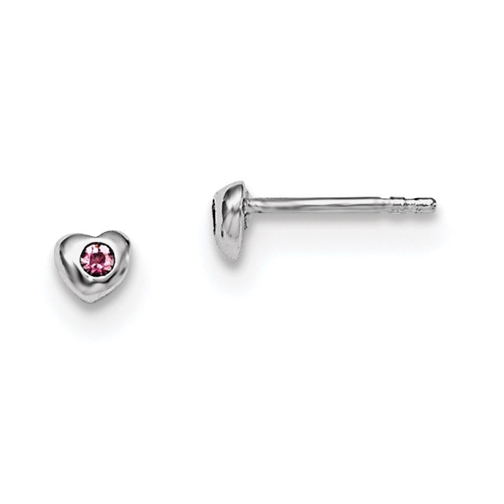 Sterling Silver Madi K RH-pltd June Preciosa Crystal Heart Earrings