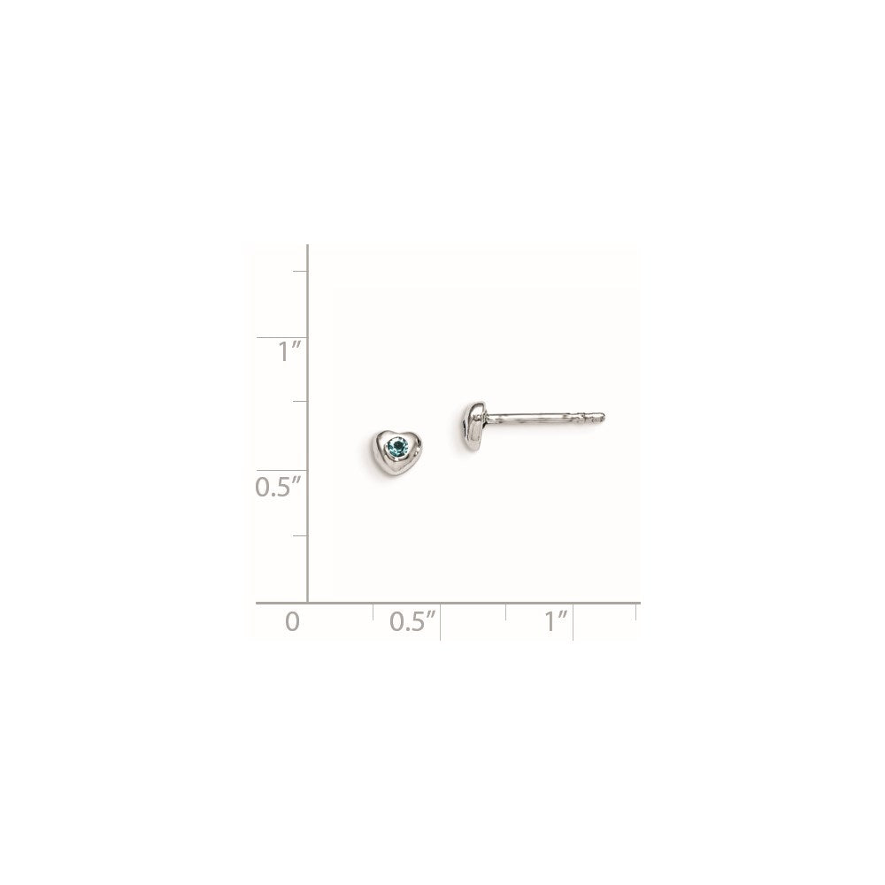 Sterling Silver Madi K RH-pltd Mar Lt Blue Preciosa Crystal Heart Earrings