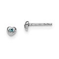 Sterling Silver Madi K RH-pltd Mar Lt Blue Preciosa Crystal Heart Earrings