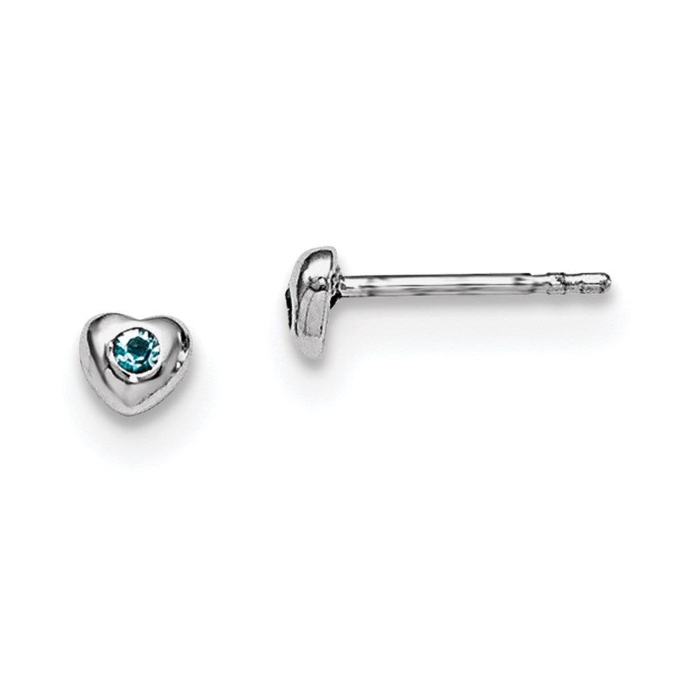 Sterling Silver Madi K RH-pltd Mar Lt Blue Preciosa Crystal Heart Earrings
