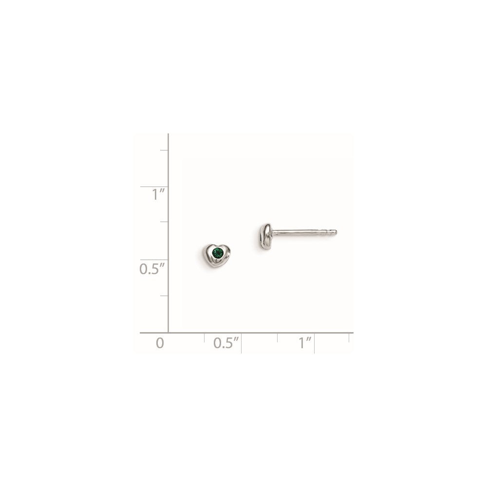 Sterling Silver Madi K RH-pltd May Green Preciosa Crystal Heart Earrings