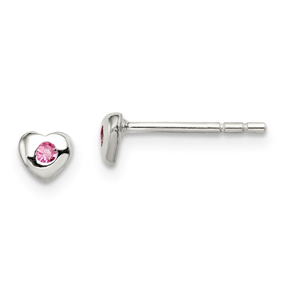 Sterling Silver Madi K RH-pltd Oct Pink Preciosa Crystal Heart Earrings