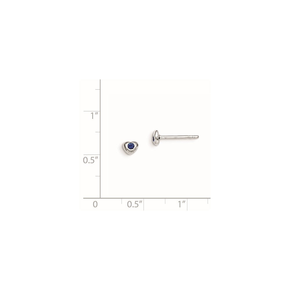 Sterling Silver Madi K RH-pltd Sept Blue Preciosa Crystal Heart Earrings