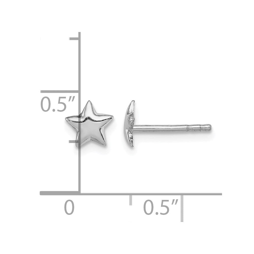 Sterling Silver Rhodium-plated Polished Star Children's Post Earrings