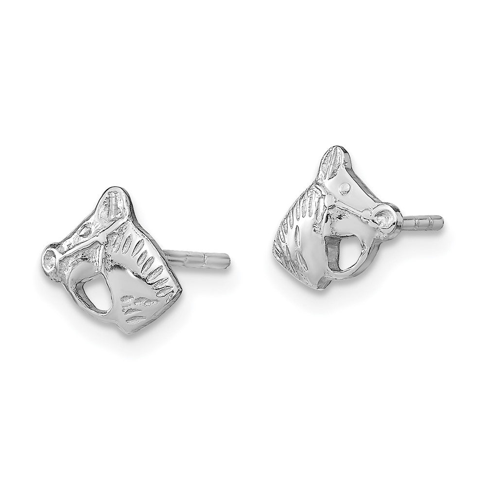 Sterling Silver Rhodium-plated Polished Horse Head Post Earrings