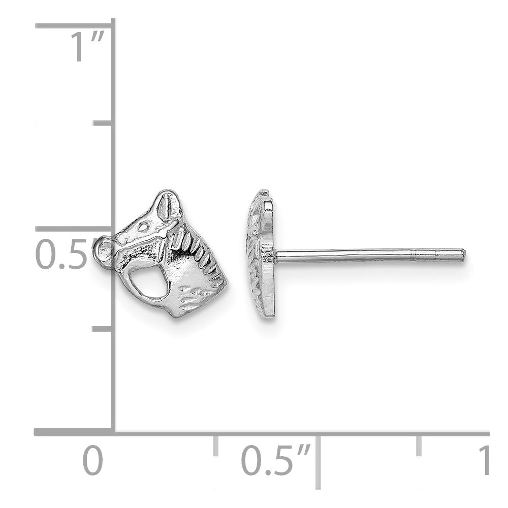 Sterling Silver Rhodium-plated Polished Horse Head Post Earrings