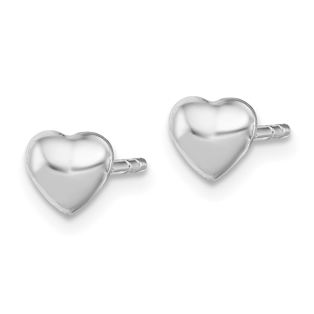 Sterling Silver Rhodium-plated Polished Petite Heart Post Earrings