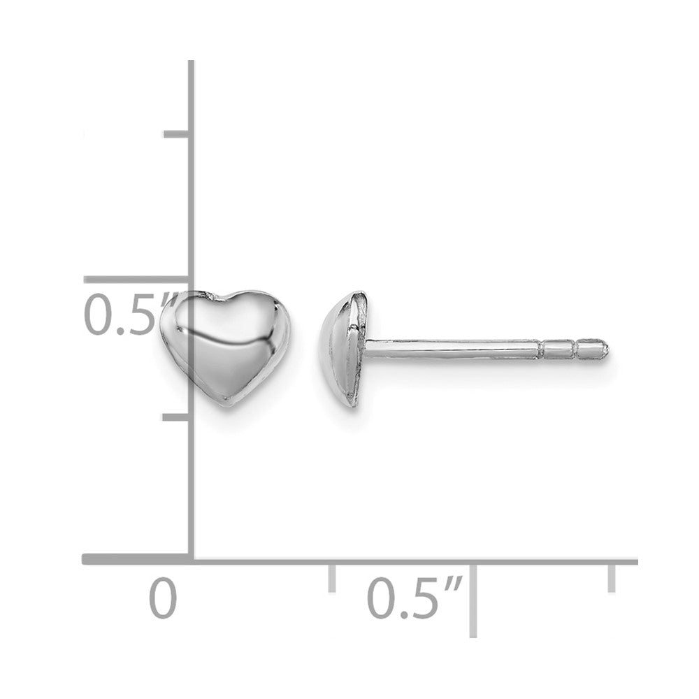 Sterling Silver Rhodium-plated Polished Heart Children's Post Earrings