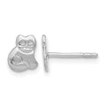 Sterling Silver Rhodium-plated Polished Cat Post Earrings