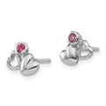 Sterling Silver RH-plated Pink Preciosa Crystal Heart Post Earrings