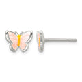 Sterling Silver Pink and Orange Enamel Petite Butterfly Post Earrings