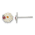 Sterling Silver Enameled Daisy & Ladybug Post Earrings