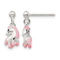 Sterling Silver Pink Enamel Horse Post Dangle Earrings