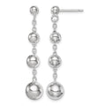 Sterling Silver Rhod-plated Polished Graduated Beaded Post Dangle Earrings