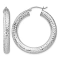 Sterling Silver Rhodium-plated Diamond Cut 4.75mm Hoop Earrings