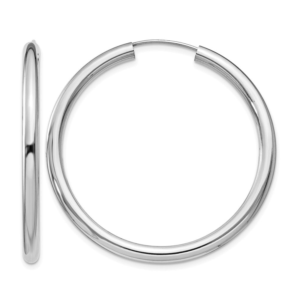 Sterling Silver Rhodium-plated 3x40mm Endless Tube Hoop Earrings