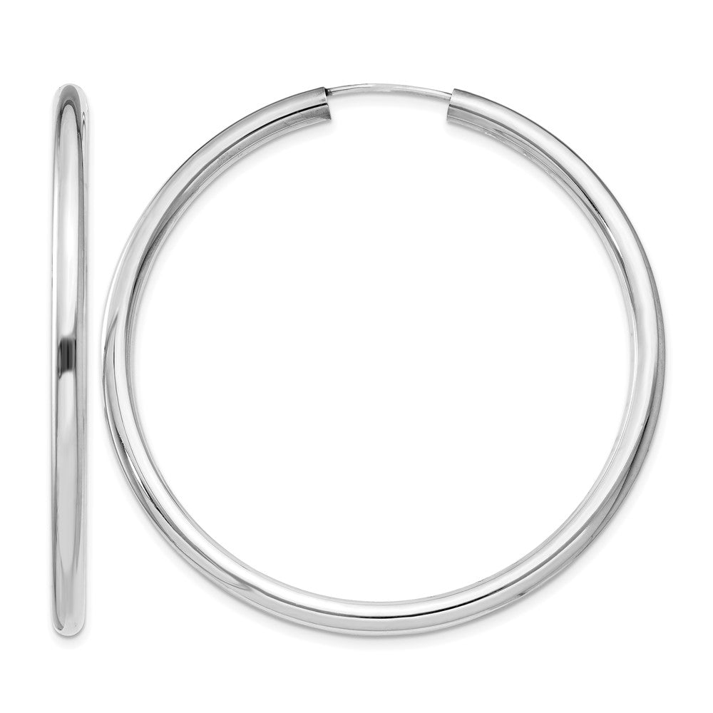 Sterling Silver Rhodium-plated 3x50mm Endless Tube Hoop Earrings