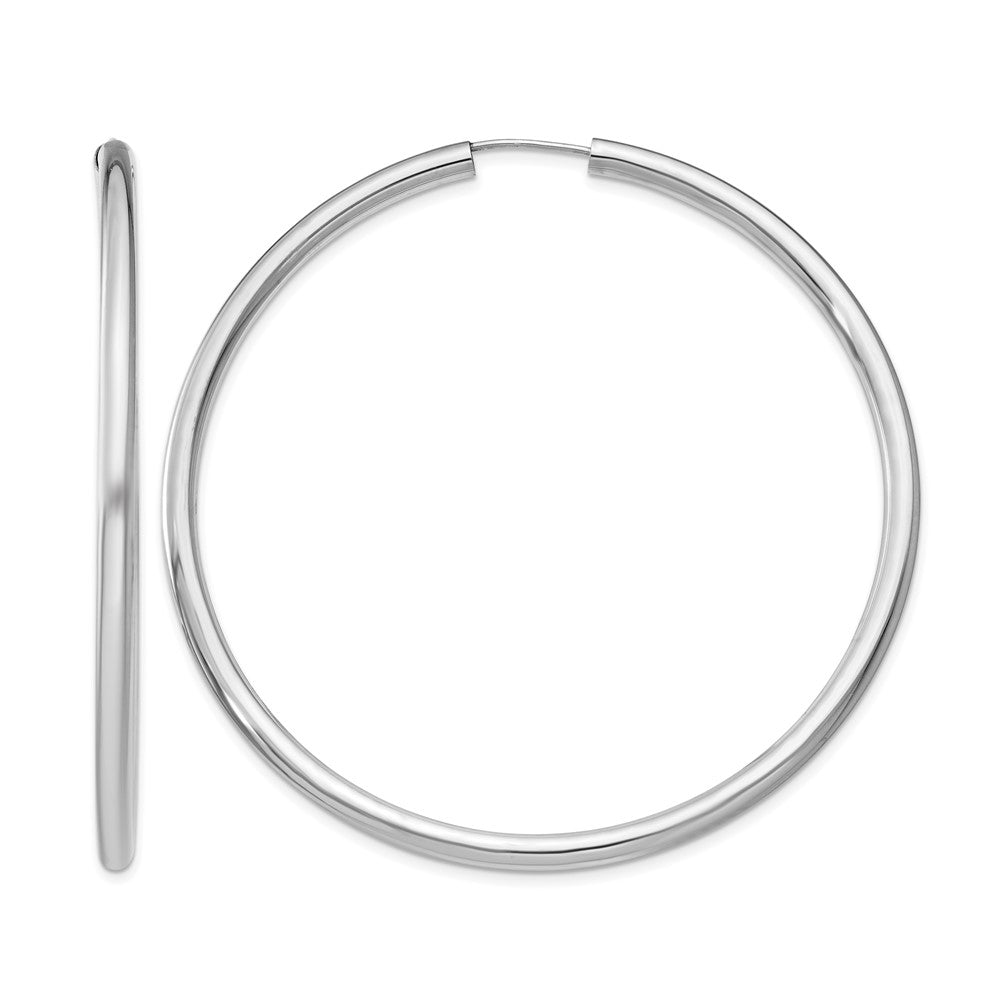 Sterling Silver Rhodium-plated 3x60mm Endless Tube Hoop Earrings
