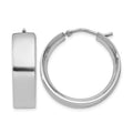 Sterling Silver Rhodium-plated 6.75x25mm Hoop Earrings