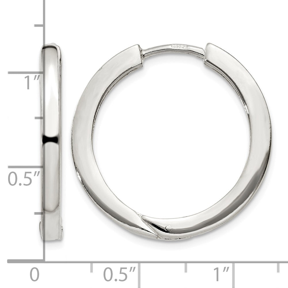 Sterling Silver 2.5x25mm Hinged Hoop Earrings