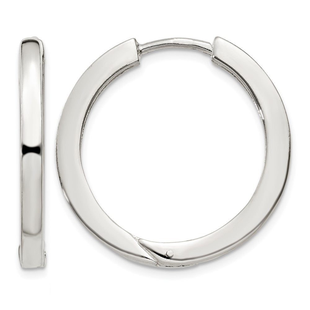 Sterling Silver 2.5x25mm Hinged Hoop Earrings