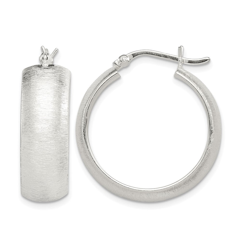 Sterling Silver Polished & Laser-cut 8.5x25mm Round Hoop Earrings