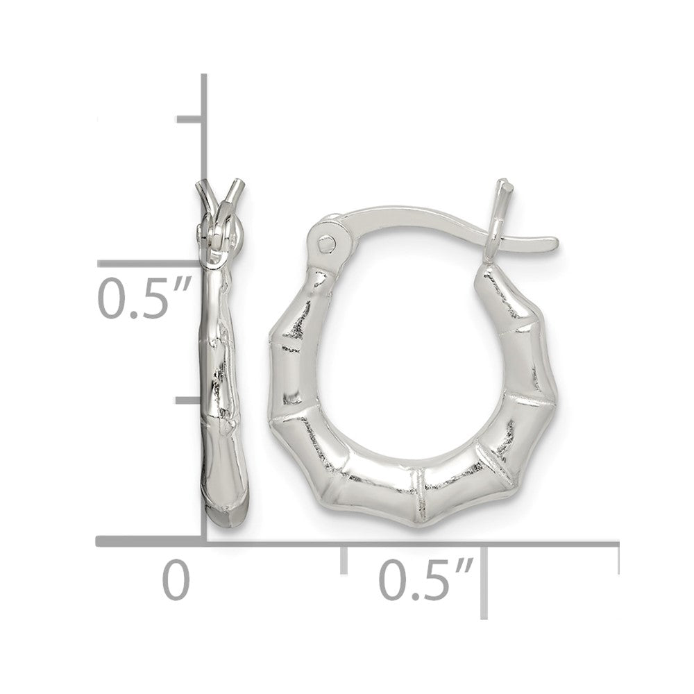 Sterling Silver Polished Bamboo Hoop Earrings