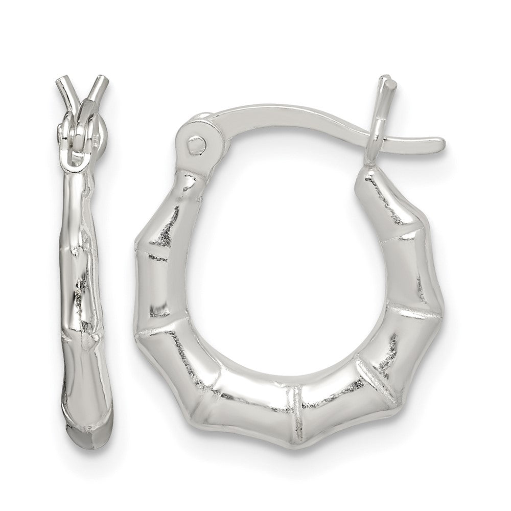 Sterling Silver Polished Bamboo Hoop Earrings