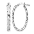Sterling Silver RH-plated Scalloped Edge 4mm Oval Hoop Earrings
