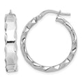 Sterling Silver RH-plated Scalloped Edge 5mm Round Hoop Earrings
